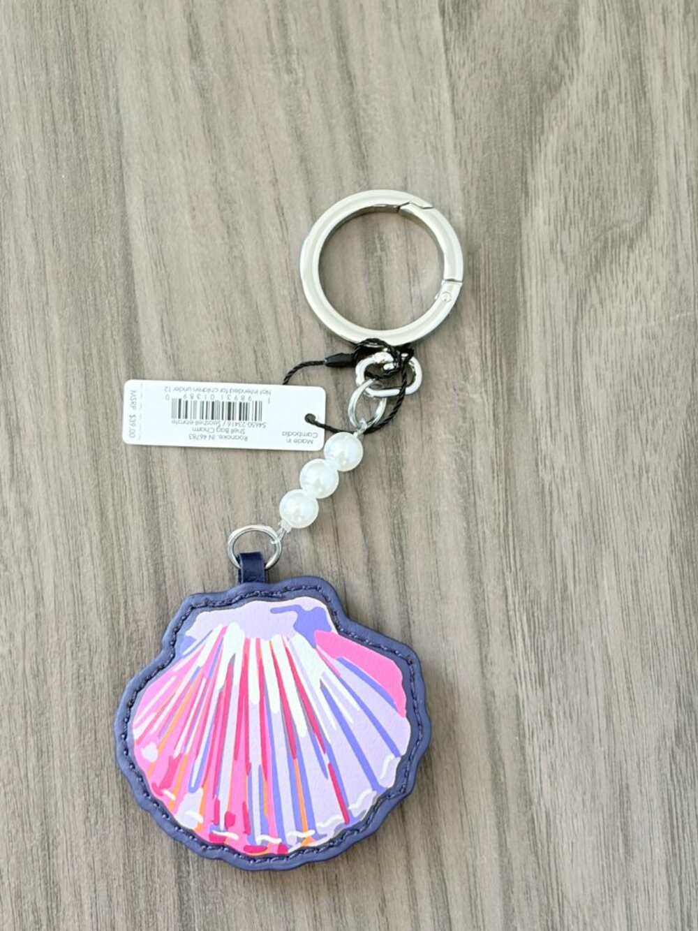 Vera Bradley Shell Key Ring Bag Charm - Picture 2 of 3